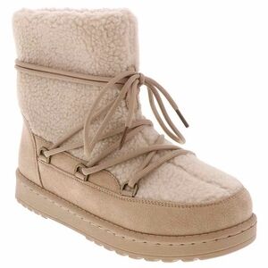 Women's Plush Sherpa Lace-Up Winter Boots - Cream